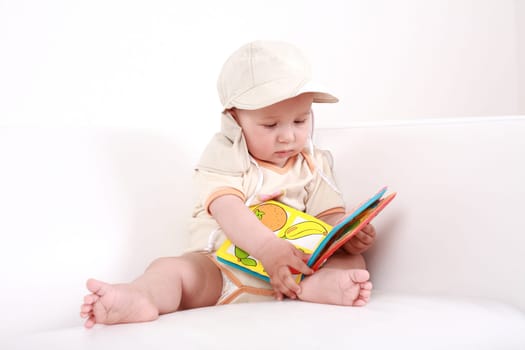 Cute baby reading
