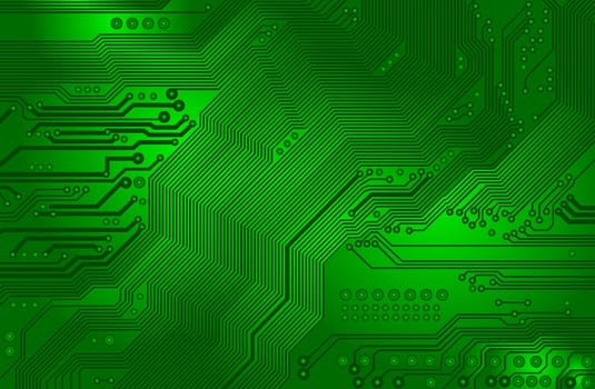 printed circuit - motherboard - in the green