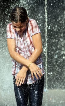 Girl taking a shower
