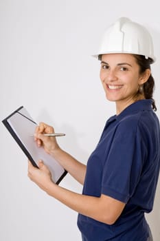Female engineer looking at the camera