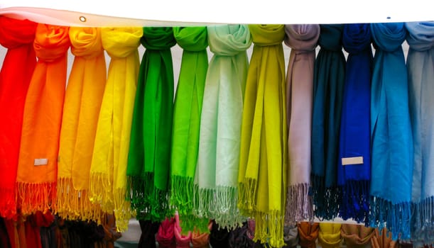 Colorful pashmina scarves