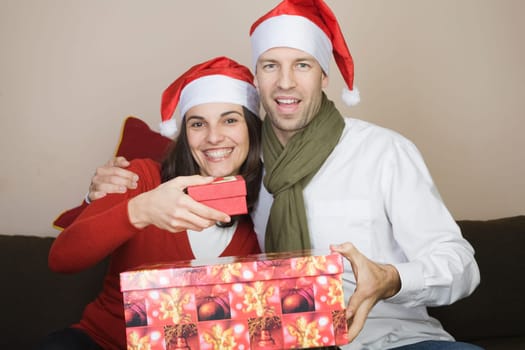 Young couple with gifts