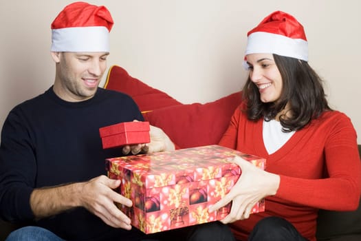 Young couple with gifts