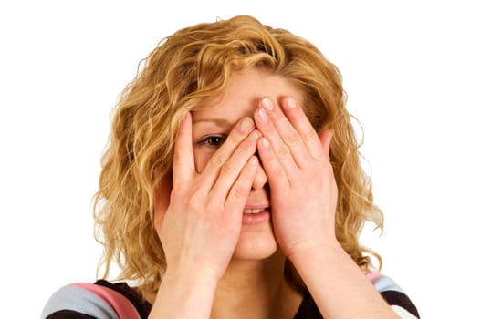 Juliane behind her fingers