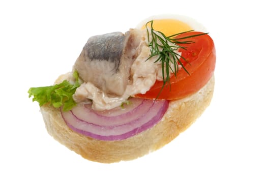 Sandwich garnished with matjes