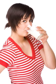 Woman with frosted glass