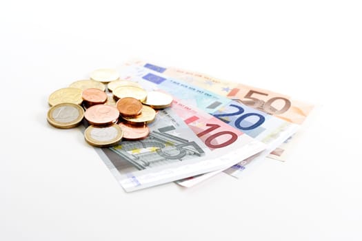 Money - Banknotes Euro with Coins