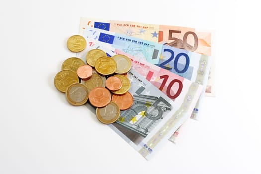 Money - Banknotes Euro with Coins