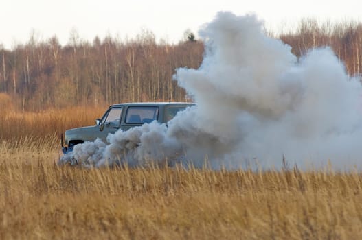 The explosion of car 1.