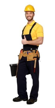 confident positive manual worker thumbs