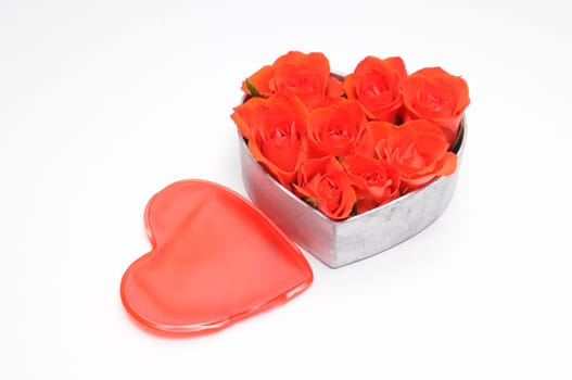 Heart with red roses