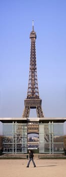 Peace Monument and Eiffel Tower in panoramic format
