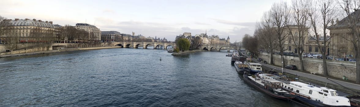 Seine and the Ile de la Cite in panoramic format