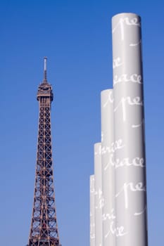 Wall of Peace and Eiffel Tower