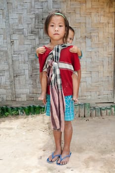 Girl from Laos with baby