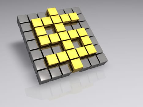 Cube - Dollar - Isolated - 3D