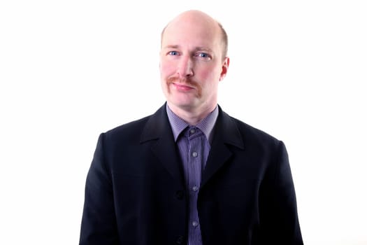 moustache happy smug businessman