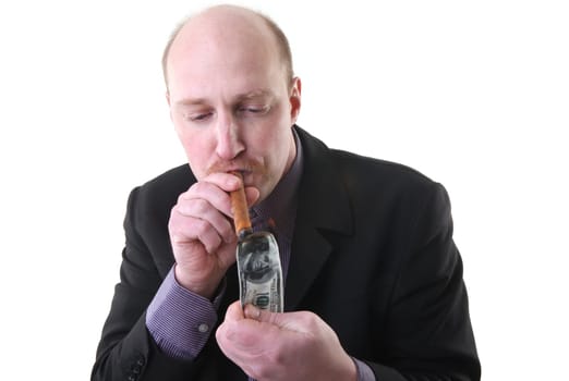 cigar smoking wealth dollar