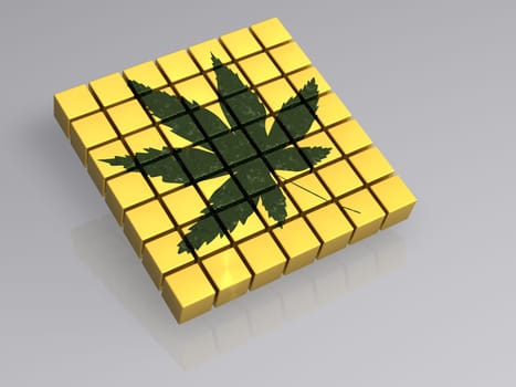 Cube - Hemp - Cannabis - Isolated - 3D