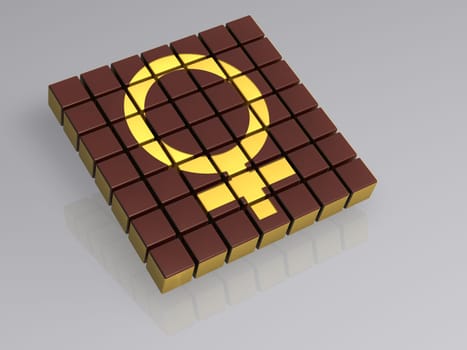 Cube - Female - Character - Isolated - 3D
