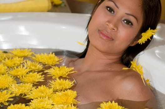Asian woman in bath