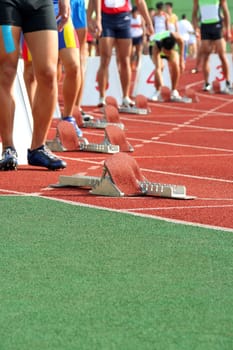 Athletes on starting line