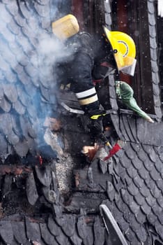 Residential building fire in winter....