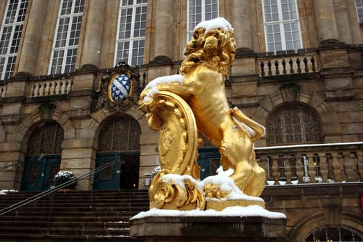 Snowy Town Hall Lion in Kassel