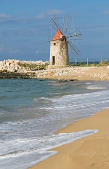 Historic windmill in Sicily