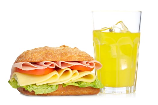 Sandwich and orange soda