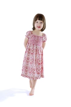 (girl child or girl teenager or girl baby) without shoes isolated