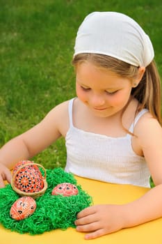 Little girl enjoying Easter time