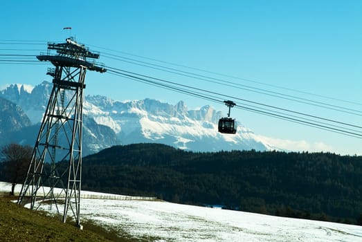 Cable car in the mountains