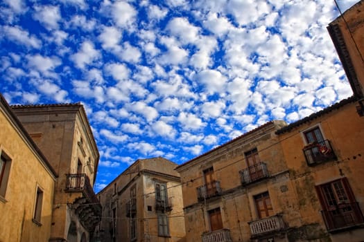 ancient town and blue sky