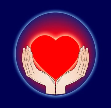 shining heart in the hands - Valentine d