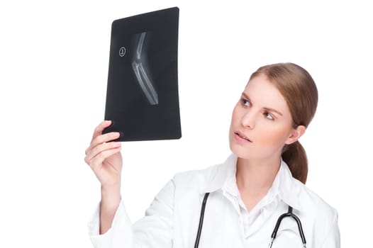 Female doctor with x-ray image