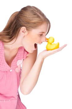 Woman with duck