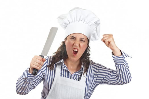 Holding a meat cleaver
