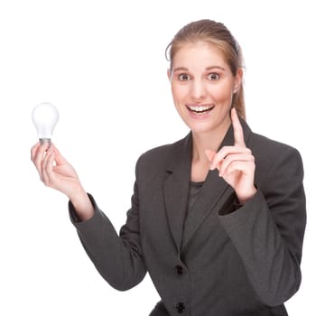 Businesswoman with light bulb