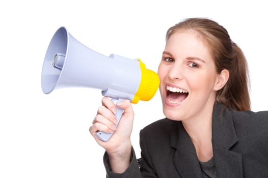 Businesswoman with megaphone