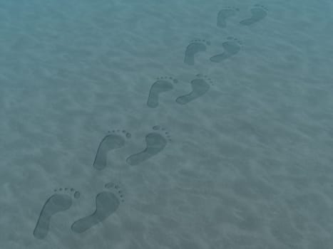 Footprints under water