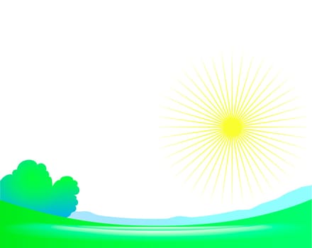 Sun Symbol Green Landscape
