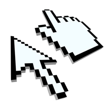 Computer hand and arrow cursors
