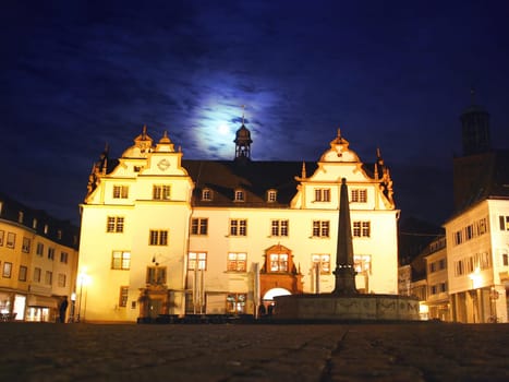 Darmstadt Town Hall in the moonlight