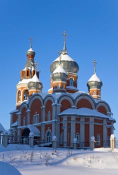 Christian temple in winter sunny day