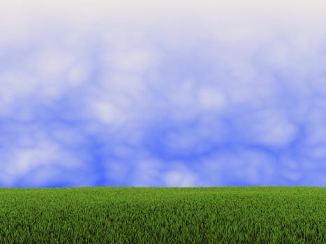 green grass on sky background