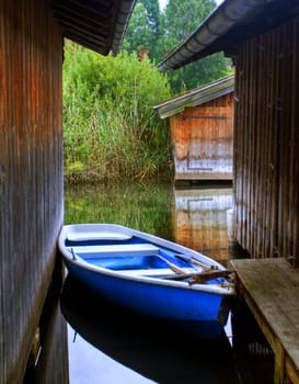 In the boat harbour of Seehausen am Staffelsee,Bavaria