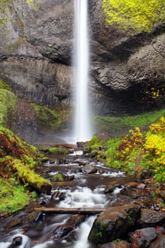 Waterfall in Oregon Autumn
