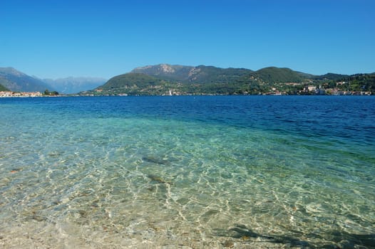 turquoise and blue water of the Orta lake