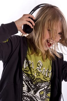 Boy listens to music wd508